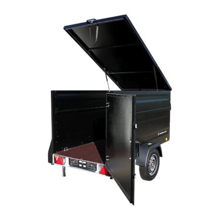 Remorque fourgon TPV KT-EB3 Plus 1300 kg fermée noire freinée à ridelles rehaussées
