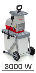 Broyeur de végétaux électrique 3000 W rotor 44 mm bac 60 L avec sécateur et lunettes – image 1