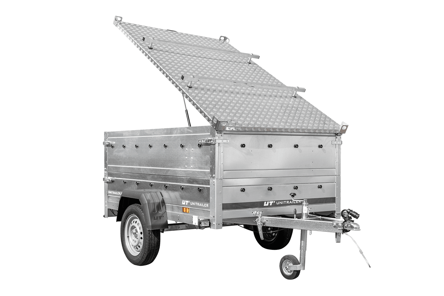 Remorque légère 200x125 UNITRAILER GARDEN 201 KIPP côtés BIS capot aluminium PTAC 750 kg – image 1