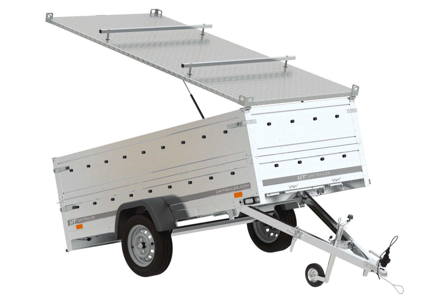 UNITRAILER Garden Trailer 264 KIPP 264x125 cm basculante avec ridelles BIS et couvercle aluminium – image 1