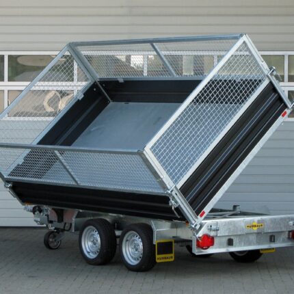 Remorque tribenne Humbaur HTK 3000.31 acier avec pompe électrique et rehausse grillagée 800 mm