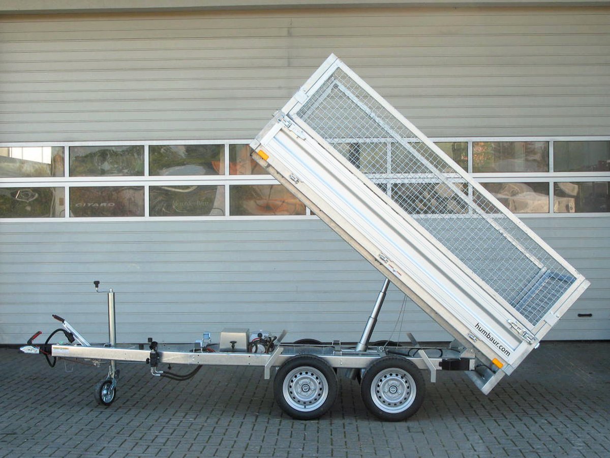 Remorque benne arrière Humbaur HUK 272715 avec pompe électrique et rehausse grillagée