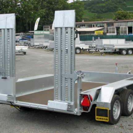Remorque porte-engins Humbaur HS353016 avec 12 anneaux et rampes acier