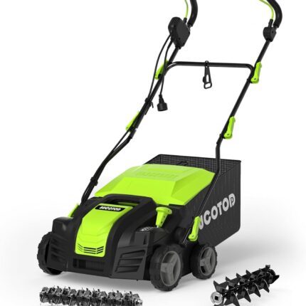 Scarificateur électrique 2 en 1 33 cm avec réglage de profondeur 4 positions et bac 55 L – image 1
