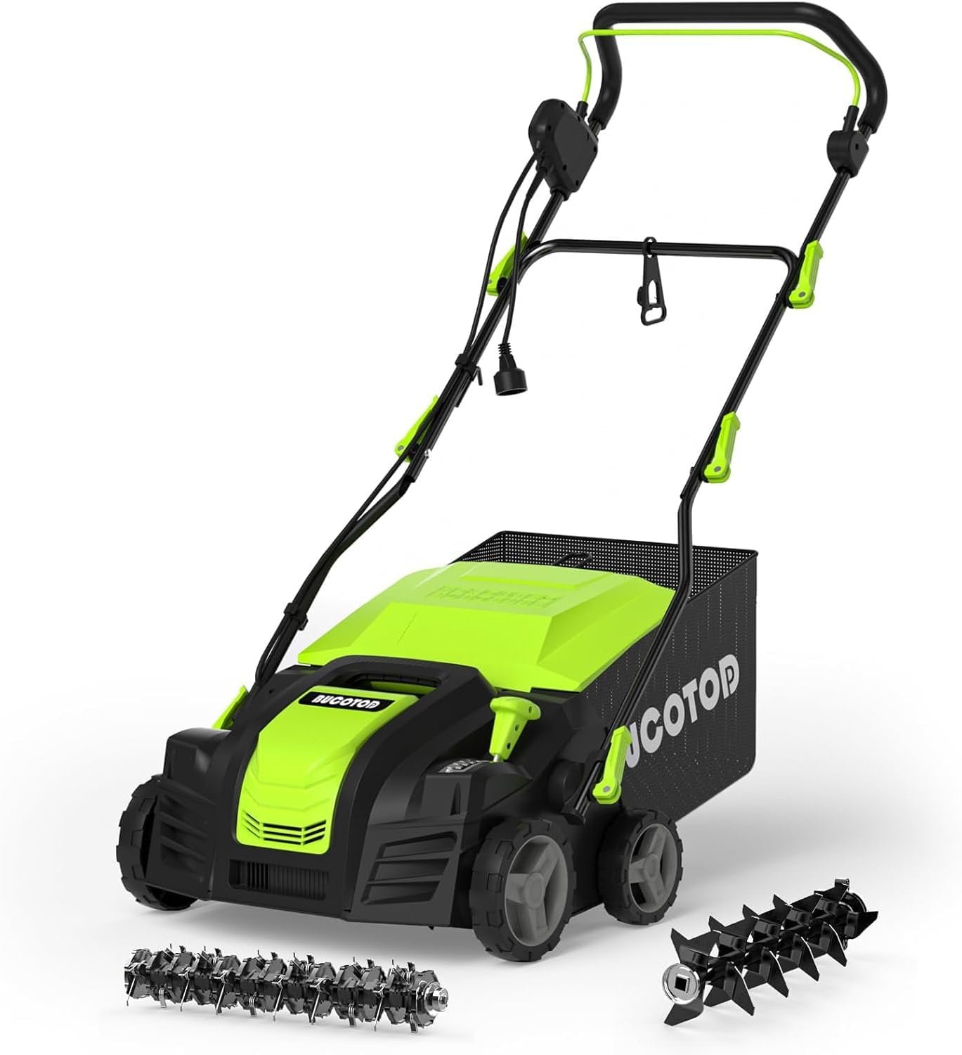 Scarificateur électrique 2 en 1 33 cm avec réglage de profondeur 4 positions et bac 55 L – image 1
