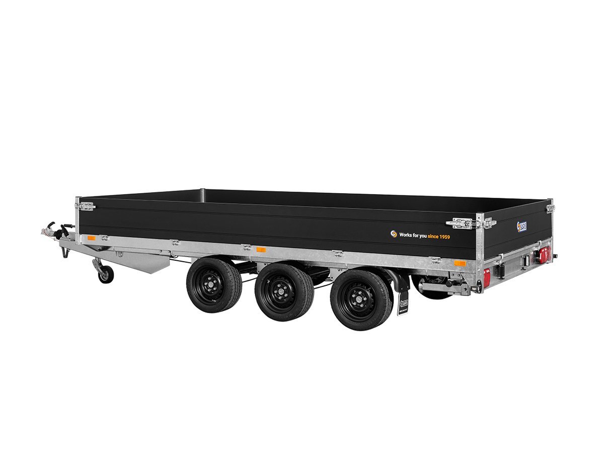 Remorque plateau Saris PL 506 204 3500 3 HD Heavy Duty à trois essieux